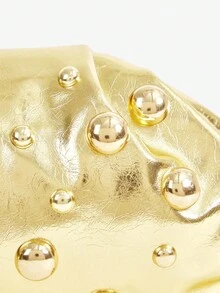 SHEIN SXY 女士金色手拿包，时尚、优雅、简约、个性、百搭、经典、金色、不对称铆钉，适合通勤、办公、约会、日常、购物、下午茶 - 金色 - 查看 6