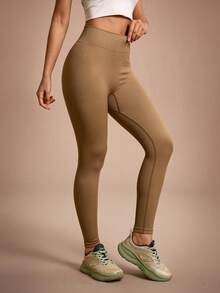 Easithlete Colanți sport casual, culoare uni, fără cusături