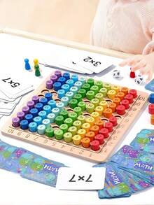Zazumi Wooden 99 Multiplication Table Board With Memory Skill Blocks Early Learning Math Toy Educational Teaching Aid Random Color Accessories Math Chart For Kids Learning Games Homeschool Supplies