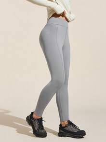 Easithlete Casual Versatile Solid Color Tight Leggings