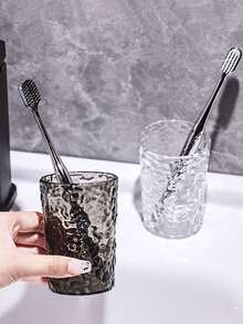 SHEIN 5pcs/1pc Glacier Pattern Toothbrush Cup, Simple Transparent, Minimalist Bathroom Tumbler, Home Decor, Bathroom Accessories, Kitchenware, Bathroom Supplies, Oral Hygiene Home Bathroom Decor Fall Decor Back To School - Multicolor - View 1