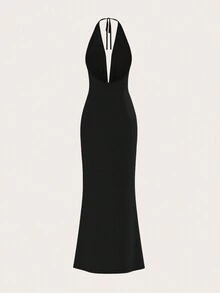 YkhahaYkhahaOpulessa Vestido con estampado floral de escote profundo en V con espalda descubierta y lazo delantero, adecuado para la playa y vacacionesYkhahaYkhaha - Negro - Ver 4
