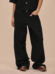 MUSERA 低腰直筒牛仔裤，带口袋和腰带环，仅裤脚，适合夏季休闲、书店、假日、节日、音乐会、西部度假、冬季、纳什维尔绿洲、时尚春季等场合。 - 黑色 - 查看 2