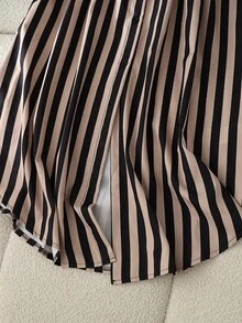 EMERY ROSE 1 件女式长袖休闲衬衫裙，层次感十足，秋季长款女装 - 卡其色 - 查看 3