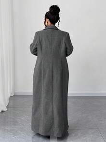 Maweii Premium Quality Tailored Waist Double-Sided Overcoat, Plus Size, Gray - Dark Grey - View 3