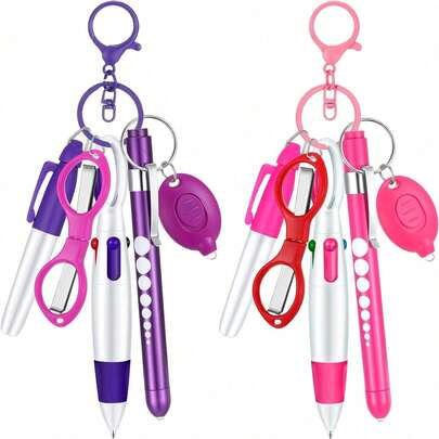Un set de 6 bolígrafos de enfermera, adecuados para oficina y personal médico como suministros de oficina portátiles, que incluye bolígrafos de tinta, resaltadores, tijeras plegables y un set de papelería, regalo ideal para la temporada de regreso a clases, regalo para maestros y útiles escolares