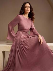 Anewsta Women's Long Sleeve Dress, Elegant And Versatile For Commuting, Spring, Autumn, Winter - Red Plum - View 7