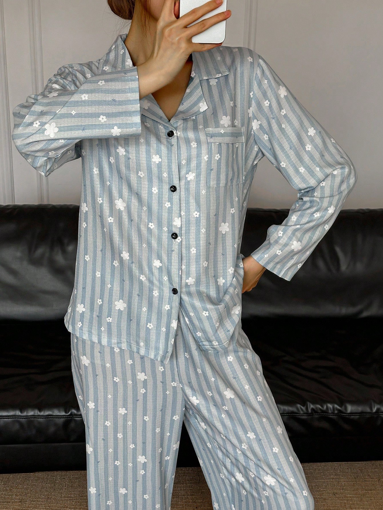 Dream Adore بدلة بيجاما طويلة الأكمام مطبوعة بنقوش...