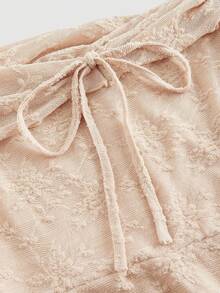 SHEIN MOD Váy bó sát tay dài trễ vai buộc dây phía trước cho nữ, Đầm dự tiệc năm mới cho nữ, Đầm dự tiệc năm mới, Ngày lễ tình nhân - Màu be - Xem 3