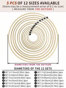 10 件卡其色竹捕梦网环、户外草坪婚礼羽毛装饰环、万圣节、圣诞节等节日森系风铃挂饰、卧室墙壁装饰竹环、编织绣花环工艺配件 - 卡其色 - 查看 5