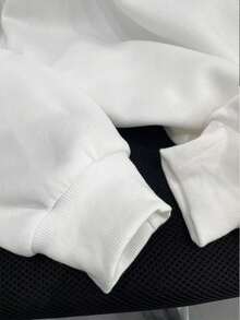 Resyla 大码女式拼色领运动休闲运动衫，学院风上衣 - 白色 - 查看 5