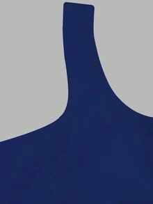 Sweetra Women's Solid Color Square Neck Sleeveless Casual Fitted Tank Top With Chest Pads - Blue - View 5