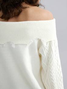 Airlisse Women's Off Shoulder Long Sleeve Loose Casual Knit Pullover Sweater