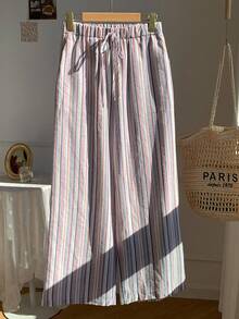 Comfortcana Women's Casual Striped Wide Leg Pants - Blue - View 4