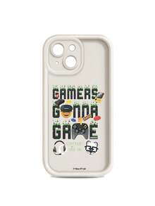 NEWMOJI® X SHEIN Symbol Fashion Letter Cartoon Game Headphone Pattern Phone Case, Suitable For Apple Phones