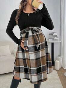 SHEIN Elegant Casual A-Line Maternity Dress For Women - Multicolor - View 5
