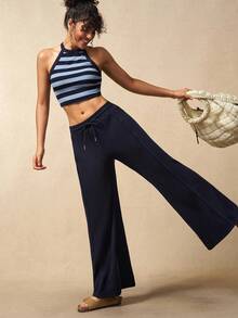 VARSIVA 女士健身套装 女士条纹短款露背上衣和纯色长裤运动套装 - 彩色 - 查看 4