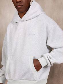 SUMWON Conjunto de sudadera con capucha tipo boxy y pantalones joggers de pierna ancha - Gris - Ver 4