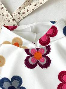 SHEIN Leap Crew Áo nỉ dài tay cổ tròn dáng rộng thoải mái, dễ thương, in họa tiết hoa cho bé gái tuổi teen, phù hợp cho mùa thu/đông. Áo in hoa tay dài dễ thương cho bé gái, áo nỉ in hoa cho bé gái tuổi teen. - Nhiều màu - Xem 3
