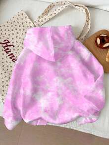 SHEIN Áo nỉ dài tay có mũ, dáng rộng, thoải mái, họa tiết thỏ xanh hoạt hình dễ thương dành cho bé gái, nhuộm hồng tươi tắn, thích hợp mặc hàng ngày, phù hợp cho mùa thu/đông, mùa thu để dễ chịu, mặc nhiều lớp, thời trang, trang phục thường ngày, họa tiết bắt mắt, mùa tựu trường, mùa thu, lễ hội. - Nhiều màu - Xem 2