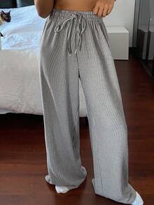 DAZY Women's Loose Fit Striped Pajama Bottoms Fall,Winter - Grey - View 5