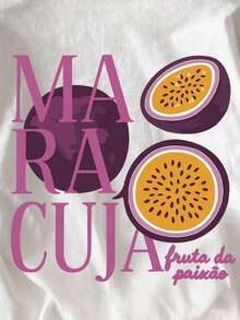 Glissea Summer Casual Fruit & Letter Print Short Sleeve T-Shirt - White - View 5