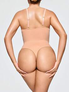 SHAPORA Body de mujer de unicolor con acanalado - Albaricoque - Ver 4