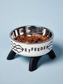 Zazumi Stainless Steel Pet Food Bowl With Cute Pattern And Embossed Design, Anti-Spill, Non-Slip, Suitable For Small Cats, Dogs And Small Pets For Drinking And Eating