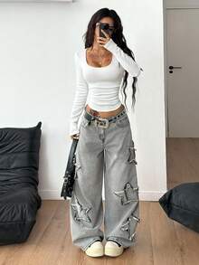 Coolane 女士冬季街头风休闲基础款简约褶皱白色圆领修身长袖保暖内衬T恤，秋季 - 白色 - 查看 3