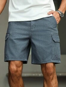Manfinity Homme Short en jean ample et décontracté avec plusieurs poches pour hommes - Gris - Voir 5