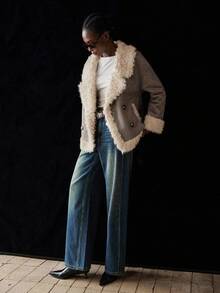 Maija 双排扣保暖内衬夹克，秋冬通勤时尚单品 - 灰色 - 查看 3