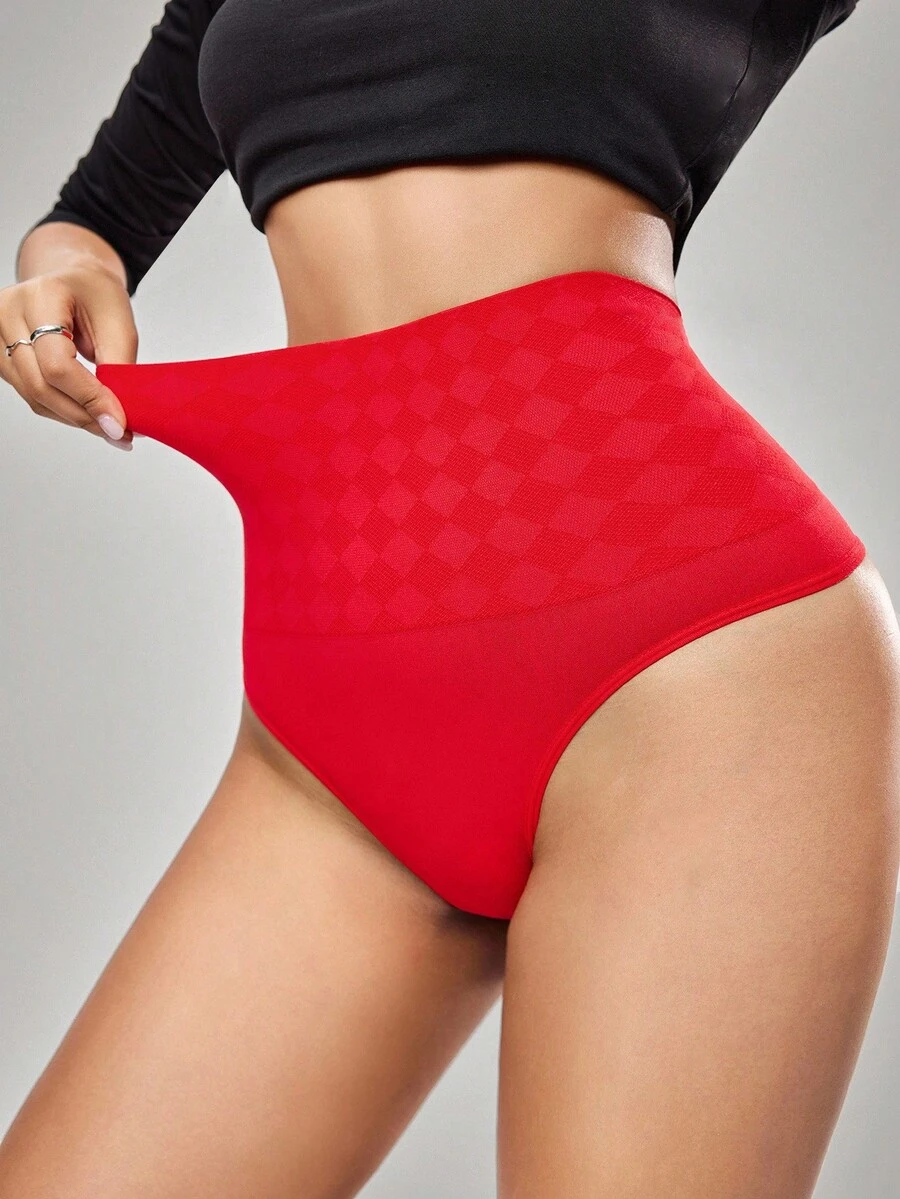 Hochelastische formende Damenwäsche Einfarbig für die Taille - Rot - Übersicht 1