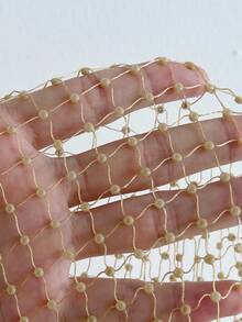 Viva Relle Plus Size Sexy Shiny Rhinestone Mesh Long Sleeve Top, Suitable For Party And GatheringValentine's Day - Gold - View 7