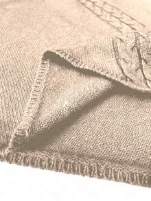 Women's Solid Color Knitted Button High Neck Batwing Long Sleeve Cape Style Fitted Elegant Sweater, Autumn/Winter - Apricot - View 5