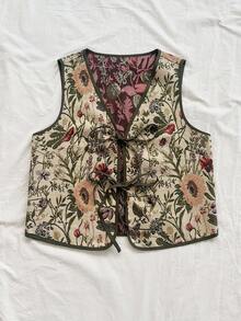 Soleia Blusa de tirantes de tela texturizada con estampado tropical retro para mujer talla grande