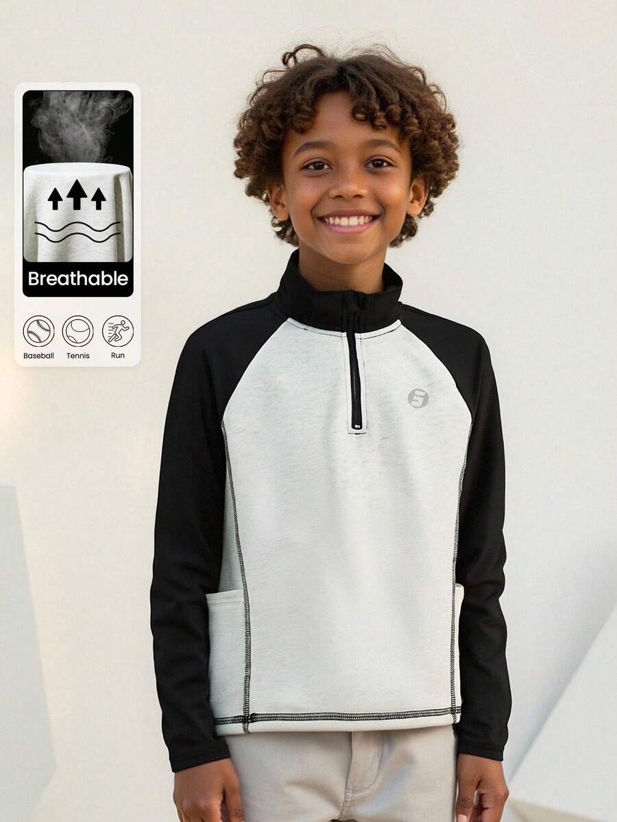 JNSQ Back To School Clothes, Unisex Tween Girl Sweatshirts, Stand Collar Long Sleeve Color Block 3M Reflective Outdoor Sports Sweatshirts, Suitable For Autumn Daily Wear, Outdoor Activities, Vacation, Streetwear, Party And Leisure - Multicolor - View 1