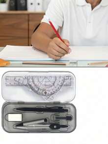 1 Set Four-Piece Professional Ruler Kit: Triangle Rulers, Straight Ruler, Protractor, Anti-Scratch Transparent Ruler. Ideal For Office Workers, Designers, Crafters-For Technical Drawing, Sketching, Daily Measurement. Premium Shatter-Resistant Material; Bold Scales For Easy Reading, Transparent Design For Precision. Lightweight, Fits Pencil Cases. Must-Have For Pros, Great Gift, Boosts Work Efficiency. - Multicolor - View 4