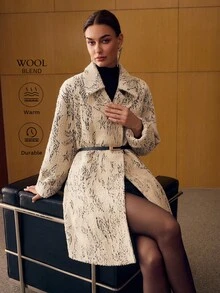 MOTF PREMIUM WOOL EMBROIDERED SEQUINS A-LINE OVERCOAT - Apricot - View 2