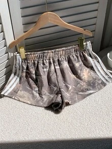 Comfortcana 女式树枝印花针织拼布宽松短裤 - 彩色 - 查看 4