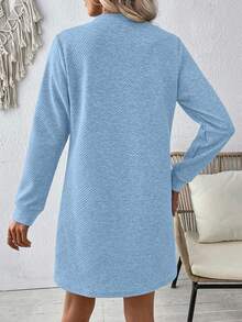 EMERY ROSE Women's Casual Solid Color Long Sleeve Dress