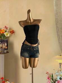 Attitoon Áo crop top buộc dây rút phía trước cho nữ - Nhiều màu - Xem 5