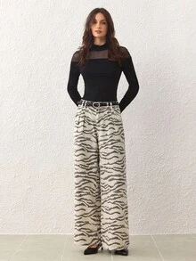 SHEIN MOD Jeans de mezclilla casuales y de uso diario con estampado para mujer - Multicolor - Ver 7