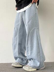 Manfinity Hypemode Men's Contrast Trim Drawstring Casual Loose Fit Sweatpants - Multicolor - View 5