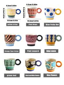1pc 300ml Original Hand-Painted Ceramic Mug, Creative Household/Office Coffee Cup, Beautiful Tea Cup, Couple Water Cup Back To School - Multicolor - View 3