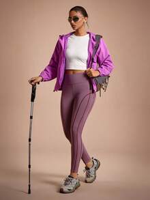 Easithlete 休闲百搭户外撞色缝线紧身打底裤 - 彩色 - 查看 6