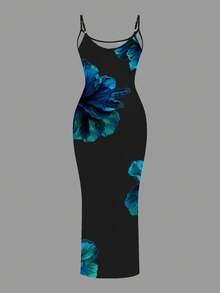 Slaydiva 2025 Spring/Summer New Women's Vacation Dress, Elegant Floral Print Casual Minimalist Sleeveless Maxi Dress Chic Dress - Multicolor - View 4