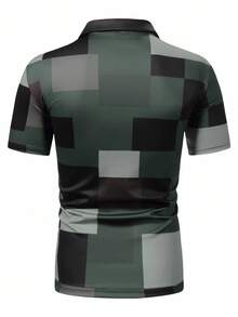 Manfinity Mode Camicia polo casual/business a maniche corte con stampa geometrica da uomo