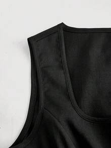 SHEIN MOD 休闲、舒适、通勤、复古风格的背心西装外套，非常适合秋冬季学校服装、教学和办公室穿着 - 黑色 - 查看 4
