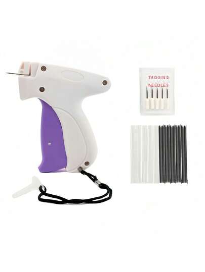 1 件快速服装固定器，用于服装的快速标签枪，手持式标签粘贴枪，配有 5 根针和 1000 个倒钩扣，用于零售悬挂价格织物服装标签