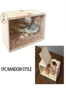 SHEIN 1 件户外花园装饰鸟舍，透明可视，颜色和款式随机，适合鹦鹉和其他中小型鸟类 - 彩色 - 查看 2